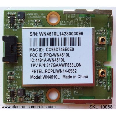 MODULO , ADAPTADOR DE WIFI VIZIO 317GAAWF533LON / WN4510L / MODELO P502UI-B1E / M43-C1 / D55U-D1 / M75-C1 / M50-C1 / M65-C1 / D40U-D1 LTTETVDS